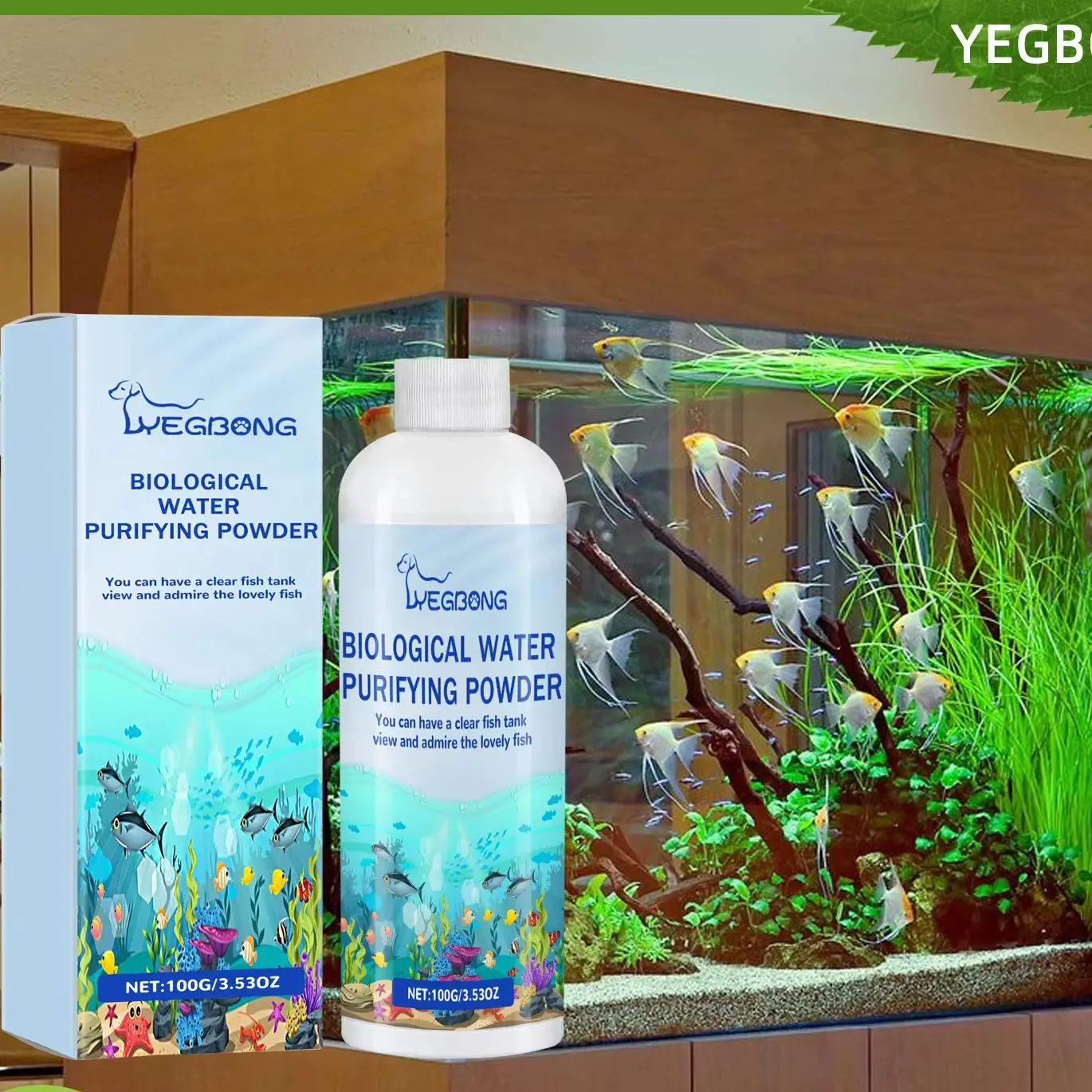 Planted Aquarium Algae Control - Biologisch aquariumalgenbestrijdingspoeder - Snelle waterkleuriger voor