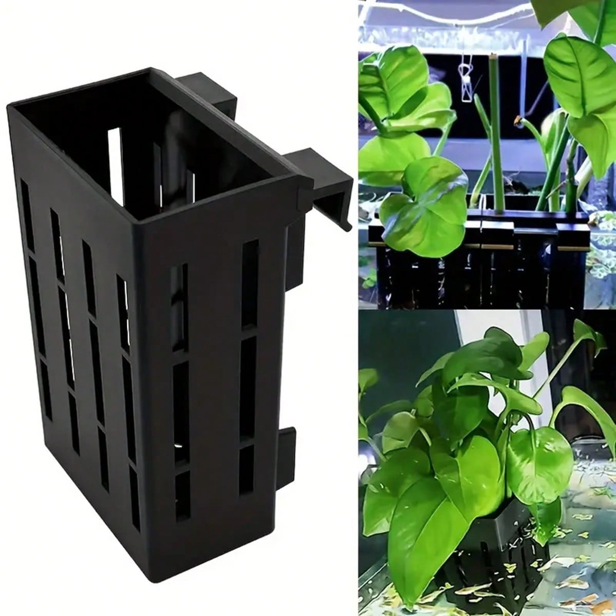 Aquarium Plant Holder - Aquariumplantenhouder Zwarte plastic mand met clip